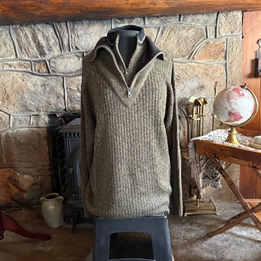Fashion Forum DebrAnn 100% Baby Alpaca Sweater Peru Double Zip Knit Men's M